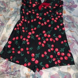 Plus Size Halter Cherry Boyshort Vintage